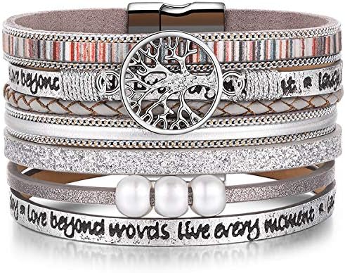 Desimtion Leather Wrap Bracelets for Women, Hidden Inspirational Message by DESIMTION