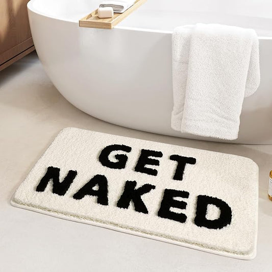 Ankah Get Naked Bath Mats, Rude Swear Words Unique Funky Cute Bathroom Rugs, Non Slip Rubber Backed Machine Washable, Cool Shag Absorbent Bath Rug for You Home, 17.32" x 29.92" (GET Naked W)