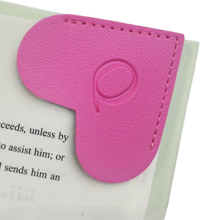 MOTEERLLU Personalized Leather Heart Bookmark with Initials, Handmade, Letter Cute Custom Corner Book Marks for Reading Women, Teachers, Students, Book Lovers, Book Accessories(Rose,Q)