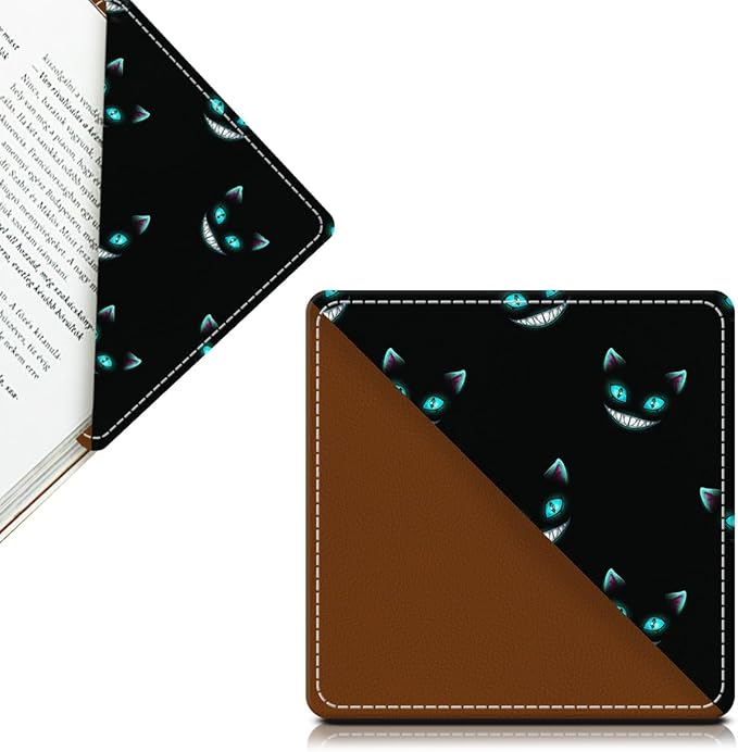 Cute Leather Bookmarks, Fun Triangle Making Corner Bookmark, Book Accessories for Reading Book Lovers, Unbreakable Page Markers for Women Men Cool Cats