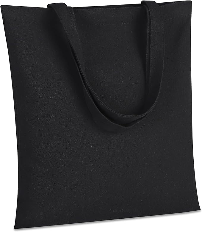 FF Sgdfc 18 Pcs Canvas Tote Bags, Natural Color Tote Bags 15 x 16 inch Sustainable Eco Friendly reusable, for Grocery Bags, DIY Gift Bags, Shopping Bags (Black)