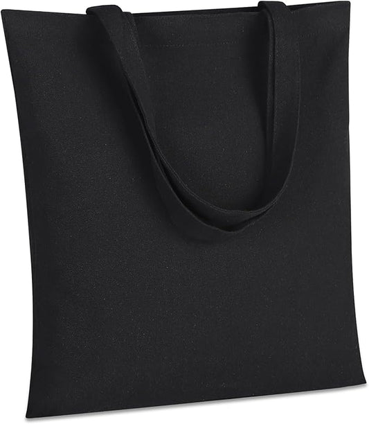 FF Sgdfc 2 Pcs Canvas Tote Bags, Natural Color Tote Bags 15 x 16 inch Sustainable Eco Friendly reusable, for Grocery Bags, DIY Gift Bags, Shopping Bags (Black)