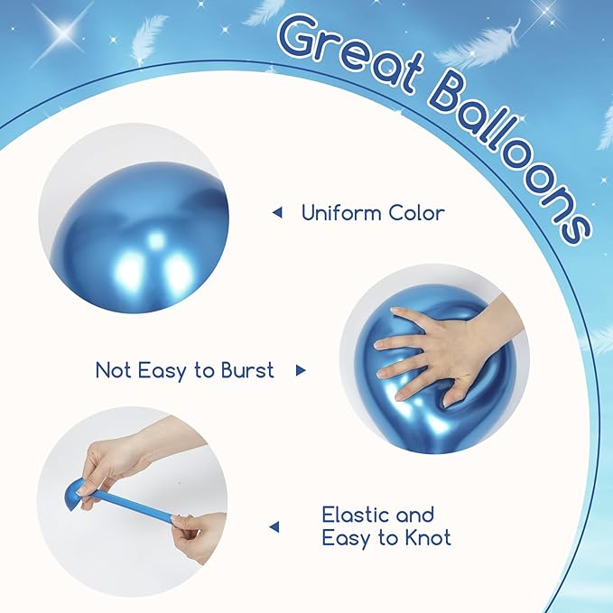 60pcs Blue and White Balloons 12inch with Pastel Pearl Light Blue Confetti White Balloons for Bridal Baby Shower Wedding Birthday Party Decorations