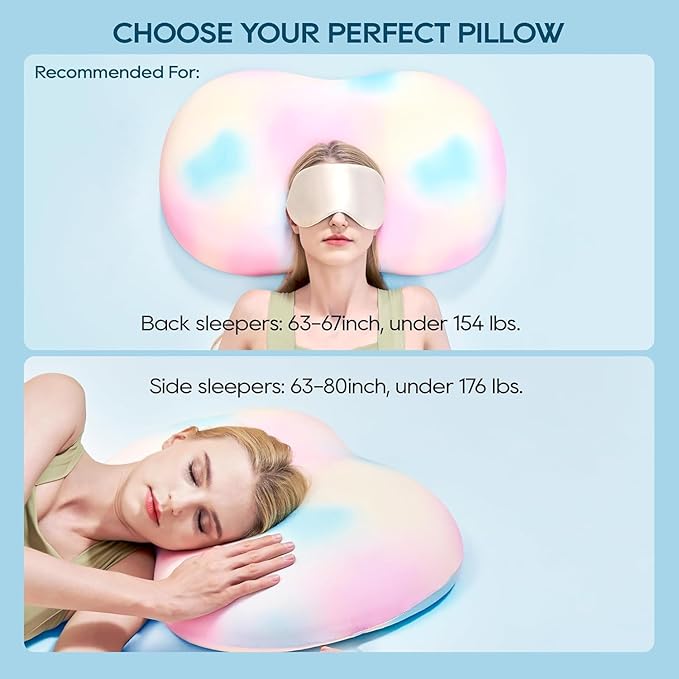 AIRSKY Soft Memory Foam Pillows,Side Sleeper Pillow, Cooling Neck Pillow for Sleeping, CertiPUR-US Certified, Odorless, Deep Sleep Pillow, Dreamers Relief,Low-Profile Edition,M1 (Colorful)