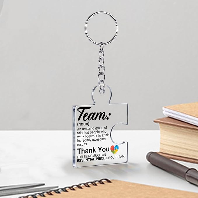 Team Appreciation Gifts for Employee Coworker Staff Bulk, Teamwork Thank You Gift Set Puzzle Piece Acrylic Keychains