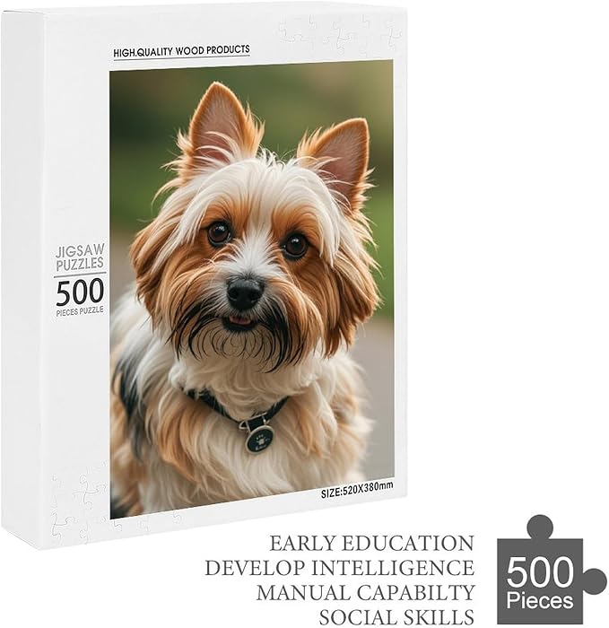 Cairn Terrier Wooden Puzzle 500 Pieces Jigsaw Puzzles for Adults Puzzle Educational Toys Challenging Fun Games Gifts for Elders Kids Family and Friends