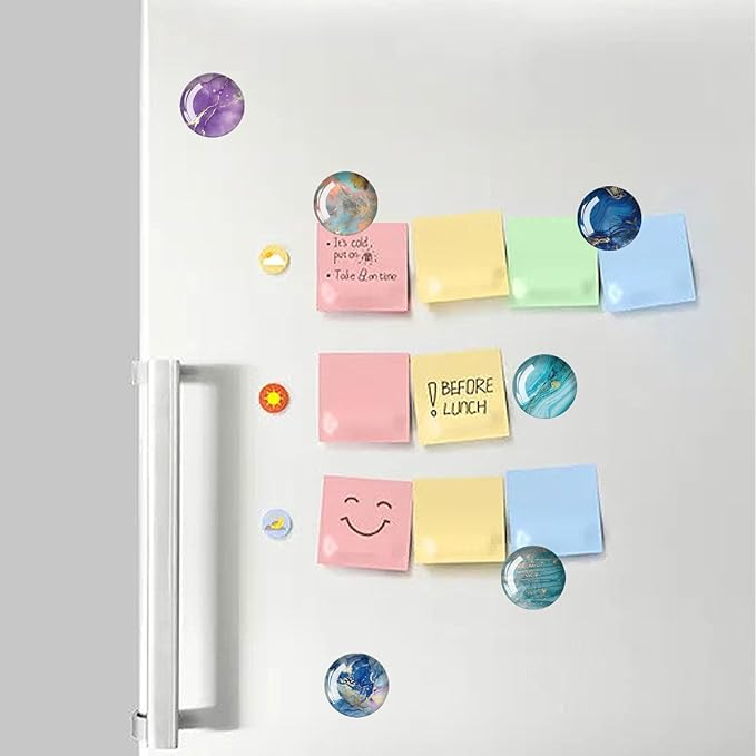 Strong Glass Refrigerator Stickers,12Pcs Magnets for Fridge,Funny Fridge Magnet Shape,Cute Small Tiny Magnet for Kitchen Whiteboard Door Decorative (Marble Refrigerator Stickers 03)