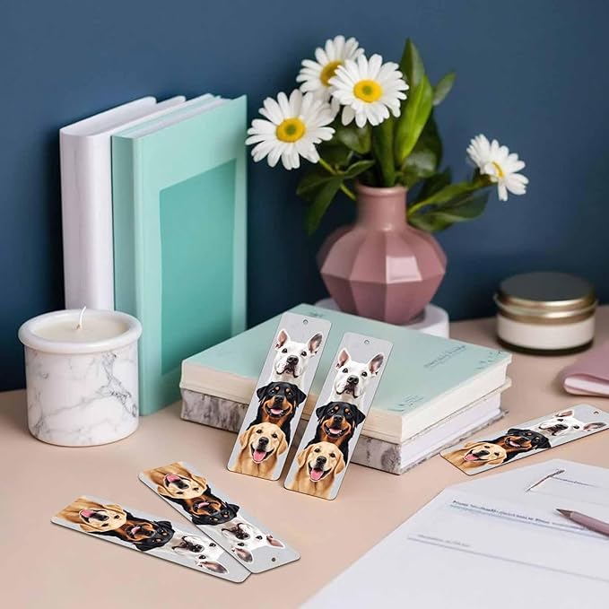 Cute Dogs 5 Pcs Bookmarks Funny Bulldog Puppy Animal Pet Wooden Bookmarks with Tassel for Students Reader Teachers Book Lovers