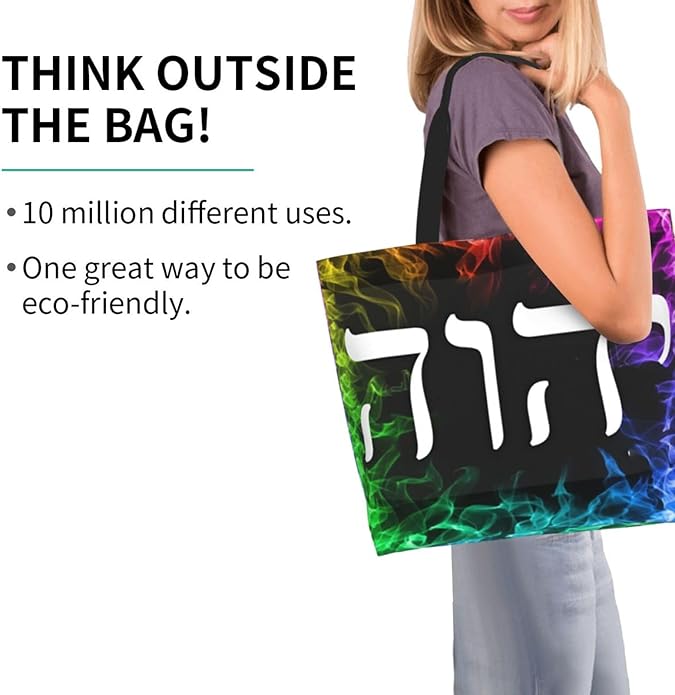 YHWH Large Reusable Eco-friendly Shopping Bags Portable Storage Handbag