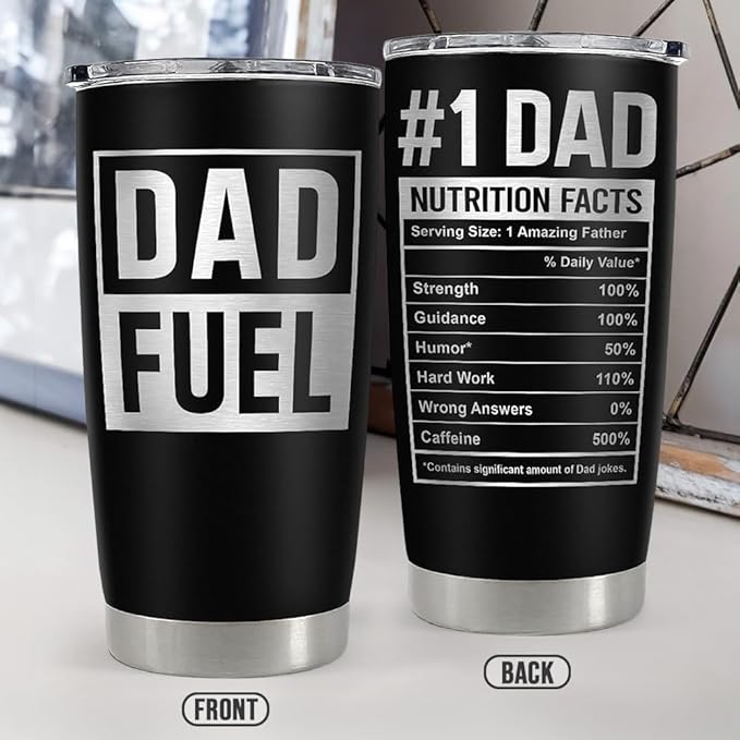 SANDJEST Dad Tumbler 20oz, Dad Fuel Cup Stainless Steel Insulated Tumblers, Coffee Mug Cups for Best Dads from Daughter Son, Gifts for Birthday Christmas Fathers Day