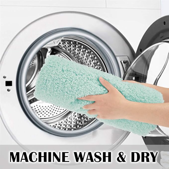 Suchtale Non Slip Bath Mat (20 x 32, Aqua) - Soft Microfiber Shaggy, Thick Plush, Machine Washable