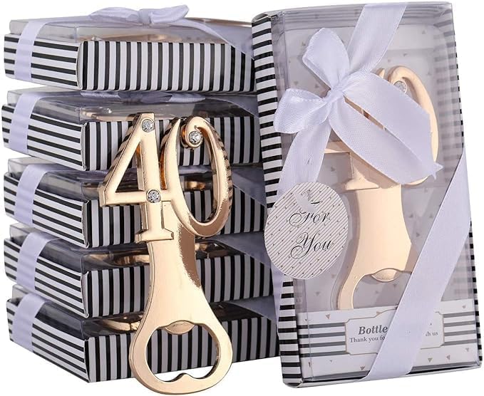 16PCS Bottle Openers 40 Wedding Party Favors for Guests Party Decorations,40th Birthday,40th Anniversary Golden Wedding Bridal Shower Souvenirs Bottle Opener (16,Black 40)