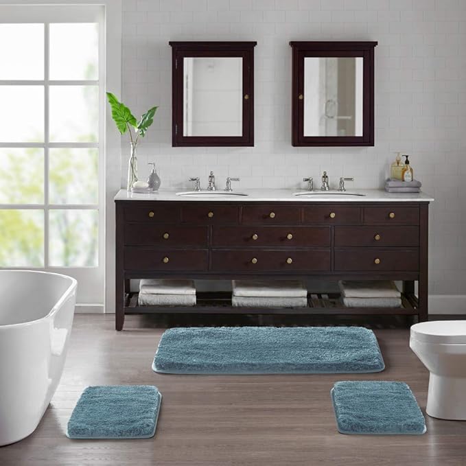 Suchtale Large Bathroom Rug Extra Soft and Absorbent Shaggy Bathroom Mat (24 x 40, Slate) Machine Washable Microfiber Bath Mat for Bathroom, Non Slip Bath Mat, Luxury Bathroom Floor Mats Rubber Back