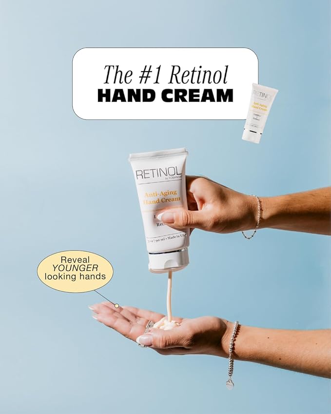 Robanda Retinol Anti-Aging Hand Cream - Hydrating & Moisturizing Hand Lotion with Anti-Aging Formula to Help Prevent Wrinkles & Reduce Fine Lines, 3 oz, Lightly Scented