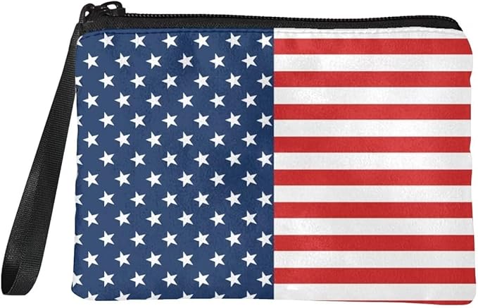 Dolyues American Flag Coin Purse Wallets Zipper Clutch Wallet for Kids Adult Independence Day Change Pouch Small Phone Bag Storage Bags