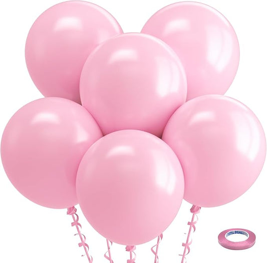 Bezente Pastel Pink Latex Party Balloons - 30 Pack 18 inch Large Thick Big Round Pink Balloons for Birthday Wedding Bridal Shower Gender Reveal Anniversary Party Decorations
