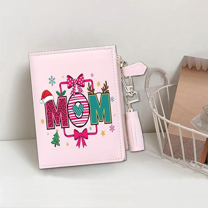 GEEAD Custom Design Small Wallets for Women Bifold Slim Coin Purse Zipper ID Card Holder for Christmas
