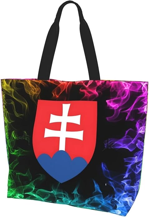 National Emblem of Slovakia Large Reusable Eco-friendly Shopping Bags Portable Storage Handbag