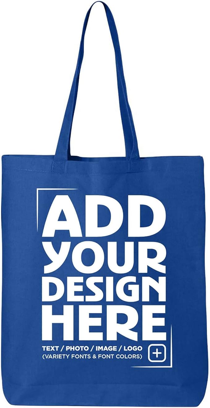 shop4ever Personalized Custom Design Your Own Eco Cotton Tote Reusable Shopping Bag Customizable Gift