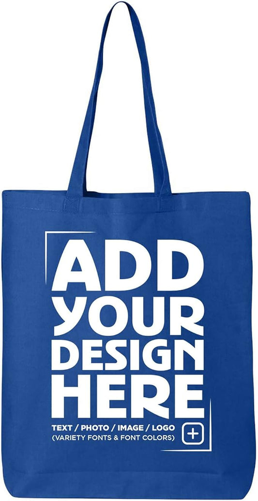 shop4ever Personalized Custom Design Your Own Eco Cotton Tote Reusable Shopping Bag Customizable Gift