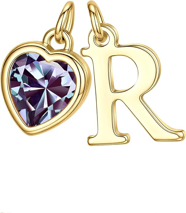 Turandoss Valentines Day Gifts for Her Trendy, Dainty 14K Gold Plated Initial A-Z Heart Birthstone Pendant Necklace Personalized Bridesmaid Birthday Valentines Jewelry Gifts for Women Girls