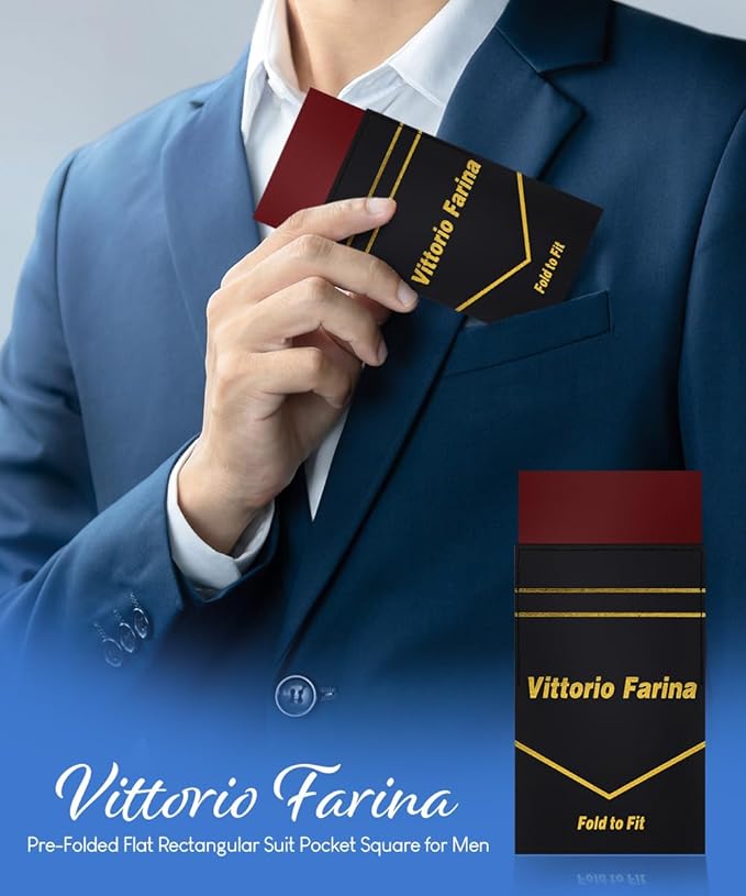 Premium Pre-Folded Four-Point Suit Pocket Square for Men with Sewn Pocket Fold