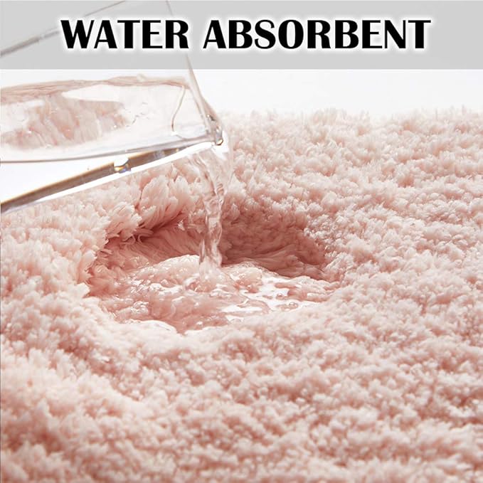 Suchtale Non Slip Bath Mat, Soft Microfiber Shaggy Bath Mat for Bathroom & Shower (16 x 24, Blush) Water Absorbent, Thick Plush, Machine Washable