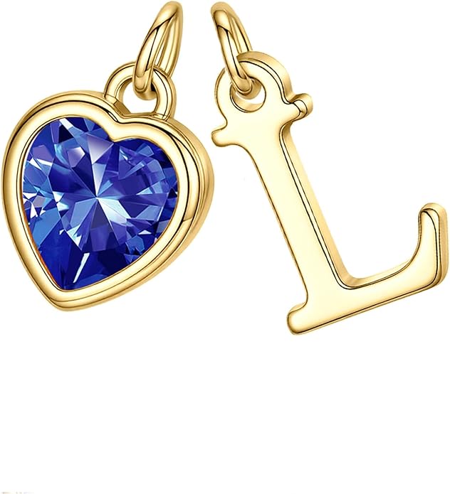 Turandoss Valentines Day Gifts for Her Trendy, Dainty 14K Gold Plated Initial A-Z Heart Birthstone Pendant Necklace Personalized Bridesmaid Birthday Valentines Jewelry Gifts for Women Girls