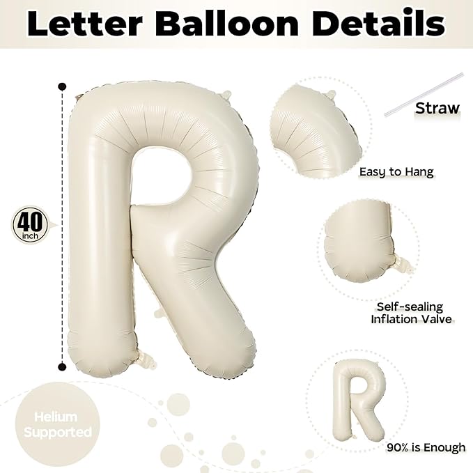 40 Inch Beige BRIDE Balloons Bachelorette for Bridal Shower, Cream White Sand Bride Mylar Foil Banner Letter Sign, Bridal Balloon Banner for Wedding Engagement Bride To Be Party Favors Decorations