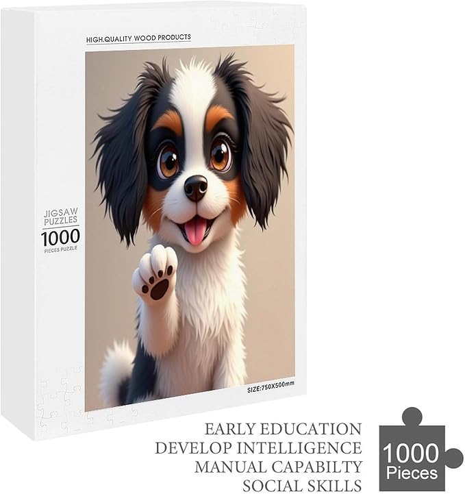 Jigsaw Puzzles for Adults 1000 Piece - Cavalier King Charles Spaniel Wooden Puzzles, Educational Games，Challenge Puzzles Puzzle Games, Stress Relief Games