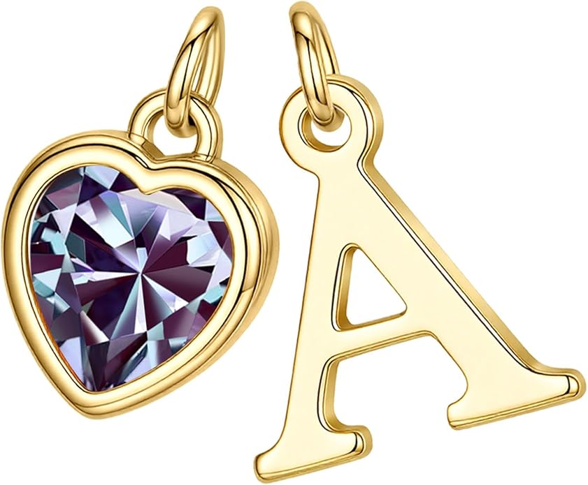 Turandoss Valentines Day Gifts for Her Trendy, Dainty 14K Gold Plated Initial A-Z Heart Birthstone Pendant Necklace Personalized Bridesmaid Birthday Valentines Jewelry Gifts for Women Girls
