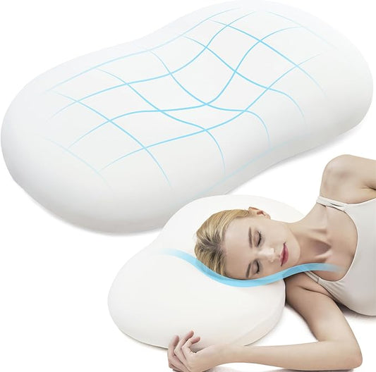 AIRSKY Soft Memory Foam Pillows,Side Sleeper Pillow, Cooling Neck Pillow for Sleeping, CertiPUR-US Certified, Odorless, Deep Sleep Pillow, Dreamers Relief,Low-Profile Edition,M1 (White)