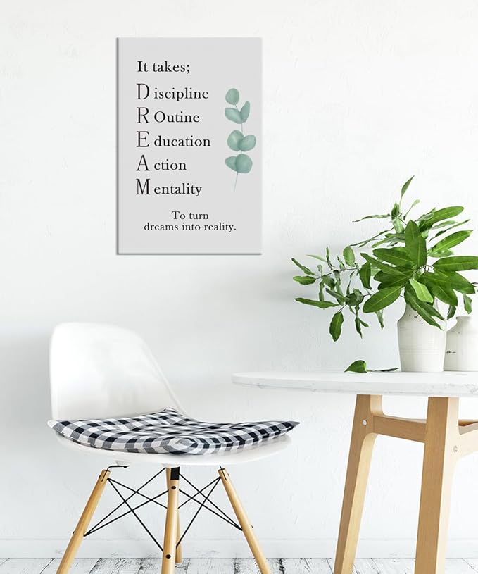 To Turn Dreams Into Reality Inspirational Canvas Wall Art Ideal Motivational Poster Inspiring Painting Prints Wall Pictures for Living Room Home Office Gym Decor Framed Artwork [18''H x 12''W]