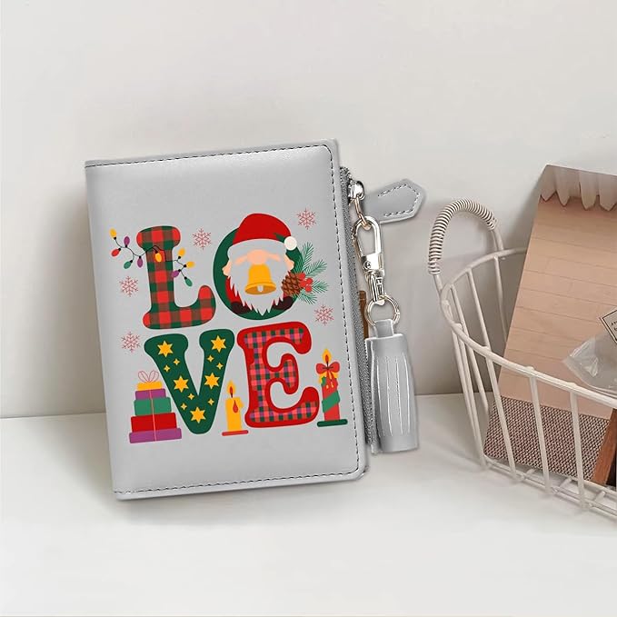 GEEAD Custom Design Small Wallets for Women Bifold Slim Coin Purse Zipper ID Card Holder for Christmas