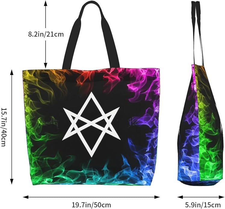 Unicursal Hexagram Large Reusable Eco-friendly Shopping Bags Portable Storage Handbag