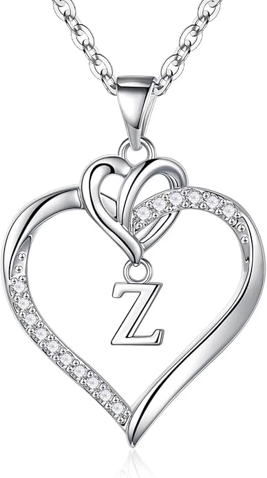 STORUP Valentines Gifts for Women Teen Girls - Heart Initial Necklaces for Women Girls, 14K-Gold-Plated CZ Initial A-Z Heart Necklaces for Teen Girl Jewelry Valentines Gifts for Her Mom Wife Sister
