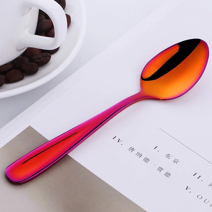 8 Pieces 18/10 Dessert Spoons Teaspoons Small Coffee Spoons Espresso Spoons, 5.5 Inch (multicolor)