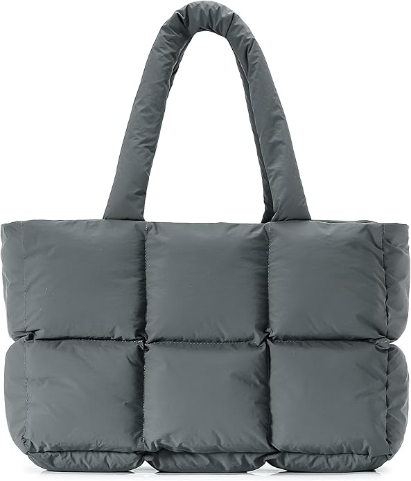Herald Puffer Tote Bag for Women, Large Quilted Puffy Handbag Lightweight Satchel Purse with Cup Holder & Compartment