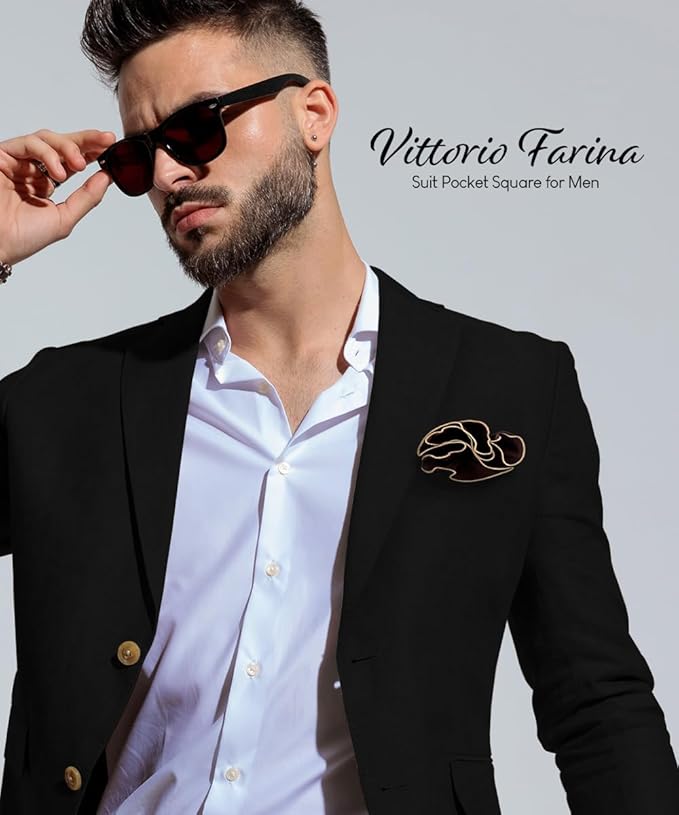 Premium Pre-Folded Four-Point Suit Pocket Square for Men with Sewn Pocket Fold