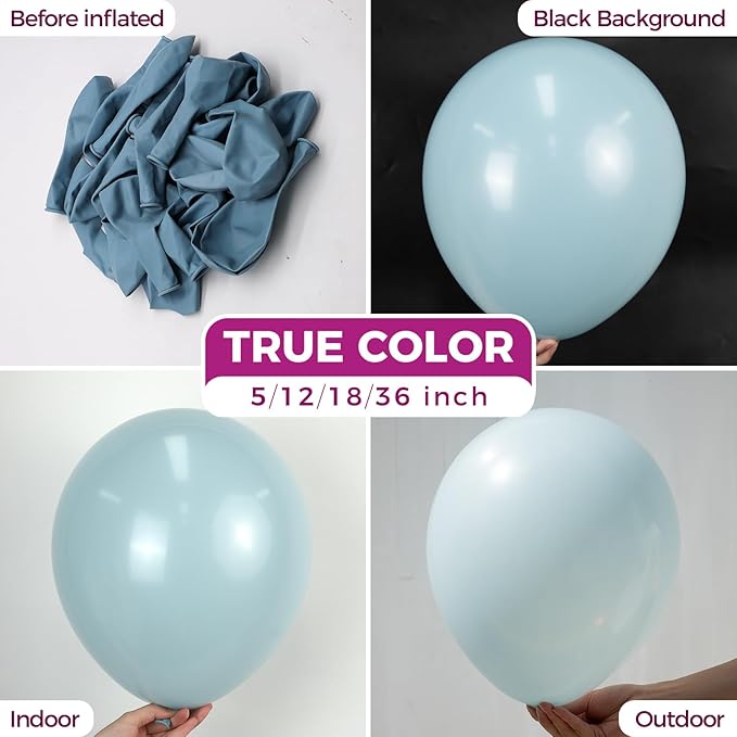 Bezente Dusty Blue Latex Party Balloons - 150 Pack 5 Inch Matte Small Helium Slate Balloons for Bridal Shower Wedding Birthday Party Decorations