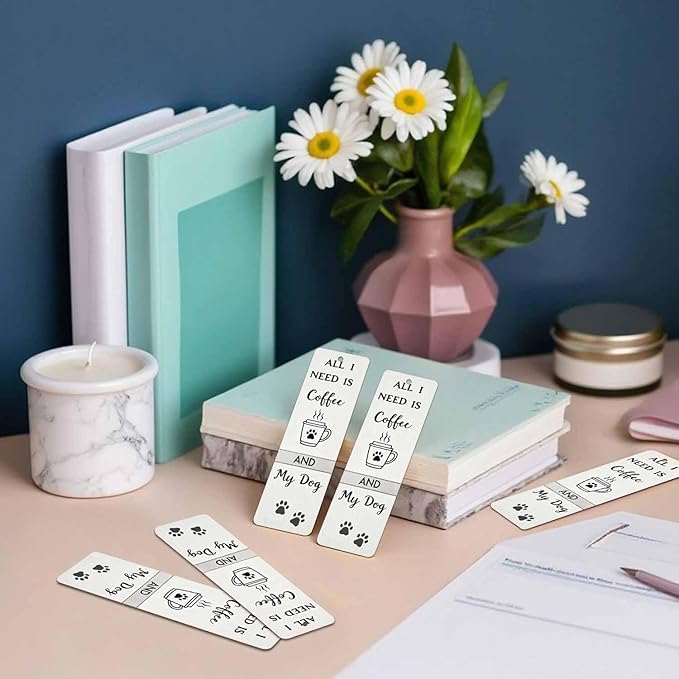 Dog Paw 5 Pcs Bookmarks Coffee All I Need Wooden Bookmarks with Tassel for Students Reader Teachers Book Lovers
