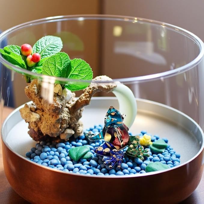 WitnyStore 2¼" Blue Gold Green Red Frog Artistic Blown Glass Figurine Premium Hand-Blown Statue Tabletop Decoration Unique Collectible for Adult Collectors Handcrafted Elegant Home Room Decor