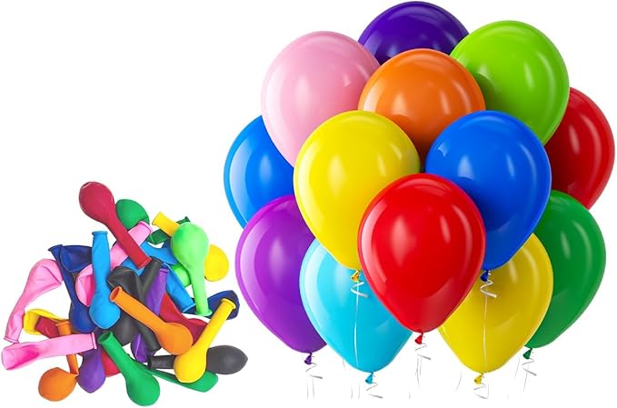 Bezente Assorted Rainbow Latex Balloons - 150 Pack 5 inch Multicolor Helium Balloons for Birthday Bridal Shower Wedding Rainbow Party Decorations