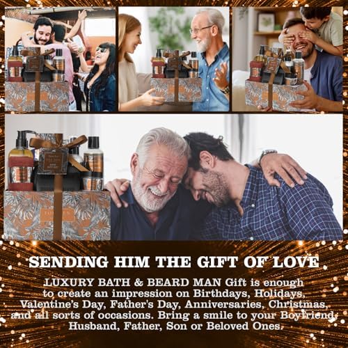 15Pcs Mens Perfume Bath & Body Care Gift Basket Set for Men, Father's Day - Image 3