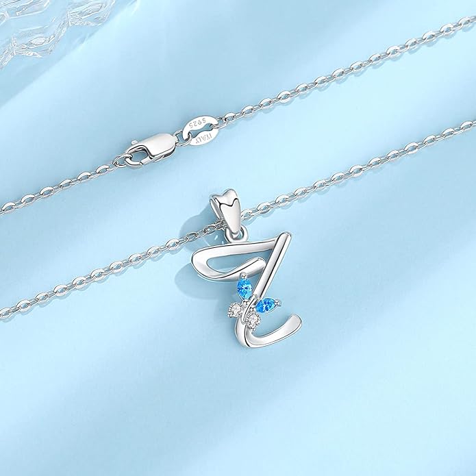 EUDORA Sterling Silver Butterfly Initial Necklaces for Women, Elegant Letter Neckles Personalized Gift for Mother, Sister, Daughter, 18 inch Chai