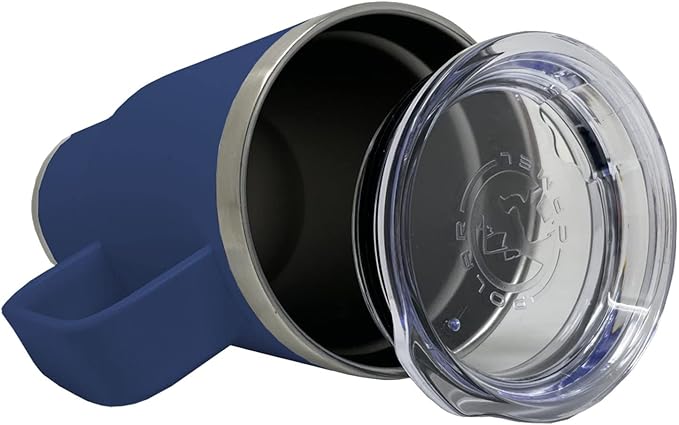 LaserGram 20oz Vacuum Insulated Travel Mug with Handle, Cup of Coffee, Personalized Engraving Included (Navy Blue)