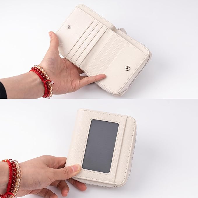 Genuine Small Wallet for Women, Slim RFID Blocking Credit Card Holder with ID Window, Compact Purses for Women with 21 Card Slots
