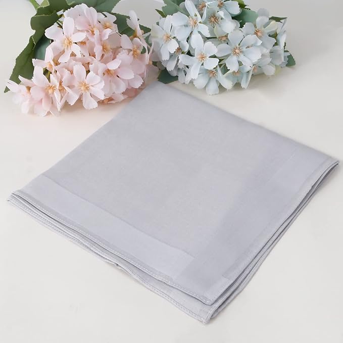 HOULIFE Men's Cotton Handkerchiefs, Solid Color 60S Soft Cotton Hankies for Men Women 6/12PCS 15.7"×15.7"