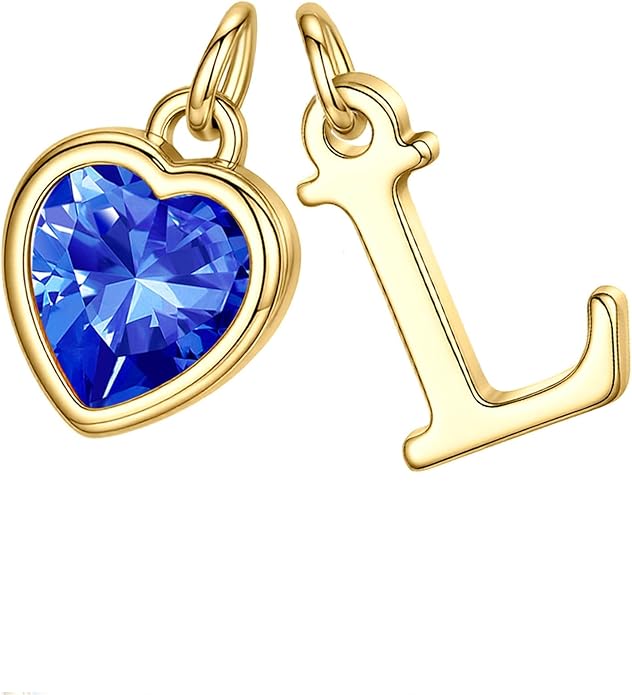 Turandoss Valentines Day Gifts for Her Trendy, Dainty 14K Gold Plated Initial A-Z Heart Birthstone Pendant Necklace Personalized Bridesmaid Birthday Valentines Jewelry Gifts for Women Girls
