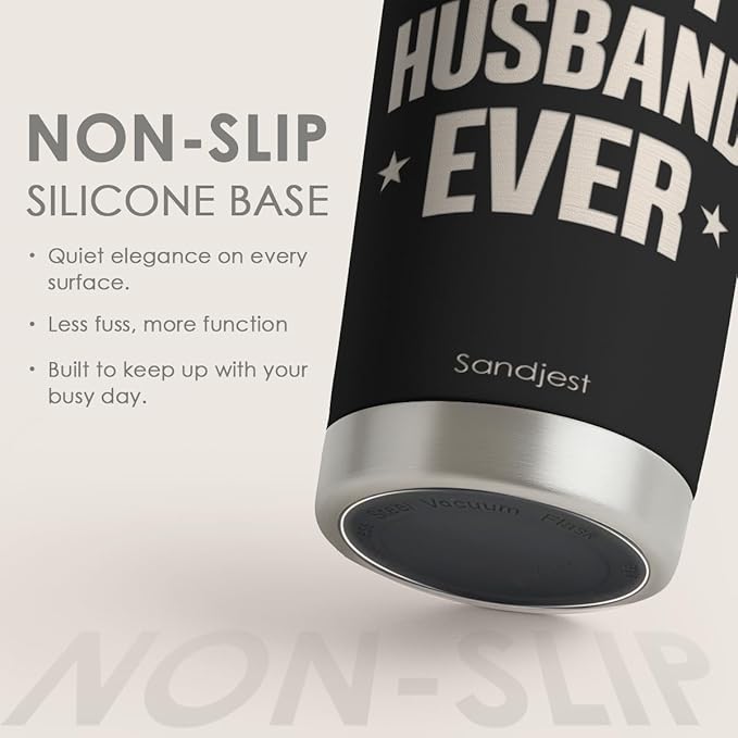 SANDJEST Husbands Tumbler 20oz, Stainless Steel Travel Cup with Lid, Best Husband Ever Insulated Coffee Mug, Husband Gifts for Men Boyfriends on Birthday Christmas Valentine